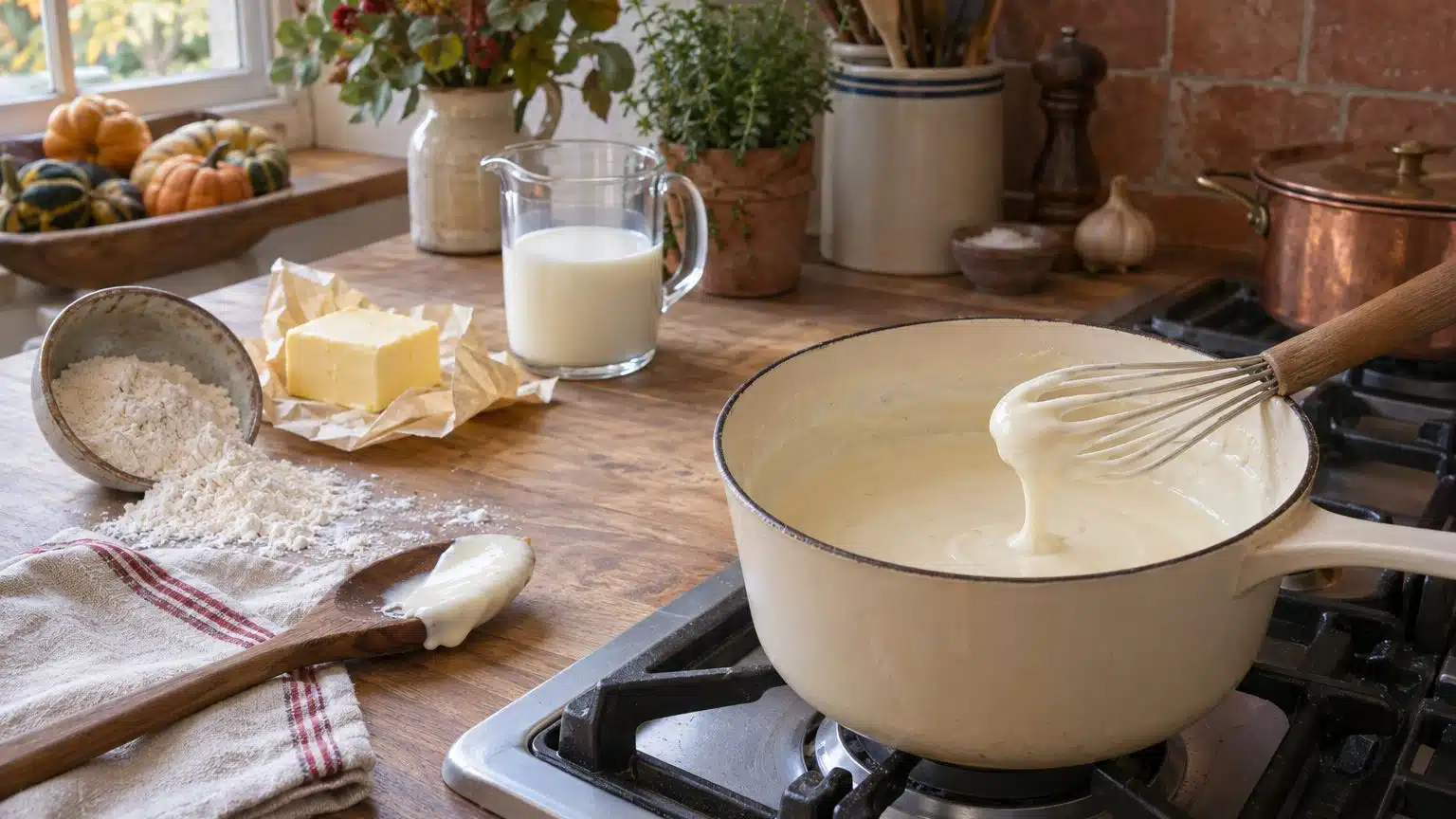 &Eacute;paissir une sauce &agrave; la farine (roux, sans grumeaux) : dose, m&eacute;thode et temps de cuisson