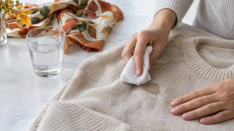 Nettoyer une tache sur laine, soie et lin sans aur&eacute;ole ni d&eacute;coloration