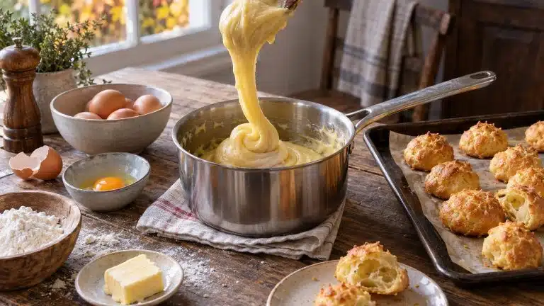 Pâte à choux et gougères (trop liquide, ratée, qui ne gonfle pas) : la bonne consistance et comment la corriger