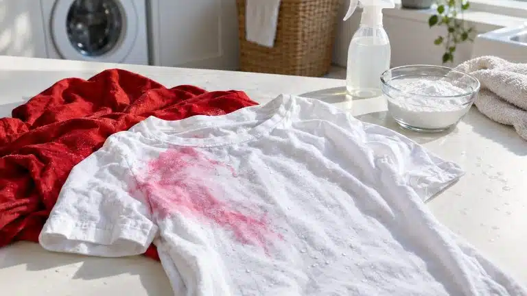 Tache de couleur d&eacute;teinte d'un autre v&ecirc;tement : la faire partir m&ecirc;me s&egrave;che ou d&eacute;j&agrave; lav&eacute;e